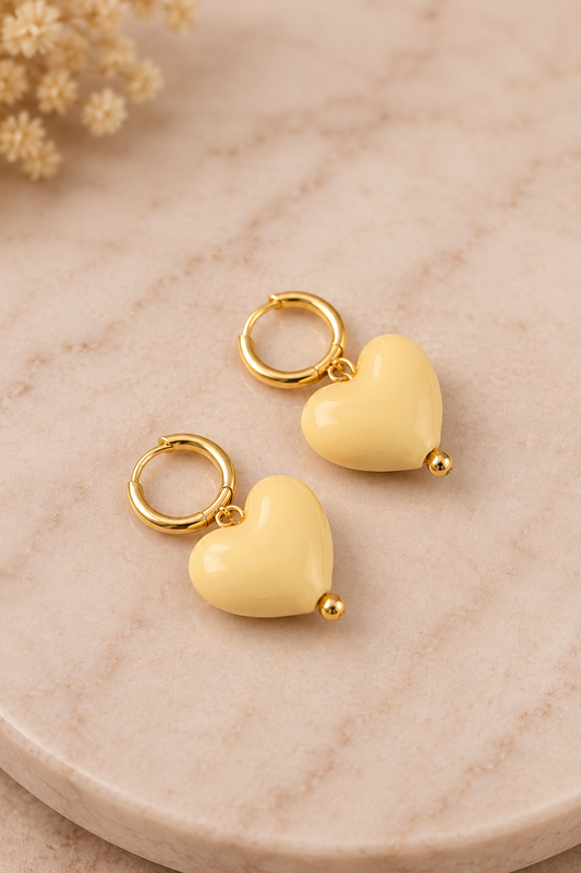 Mini hoop corazón amarillo