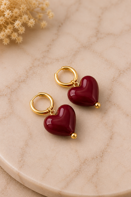 Mini hoop corazón vino