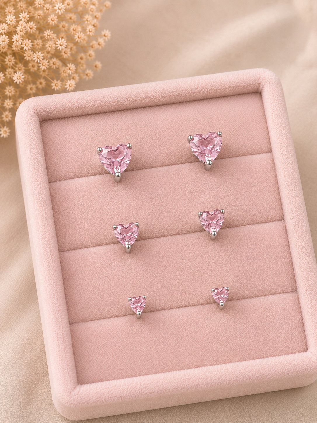Set topos corazón rosa