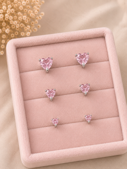Set topos corazón rosa