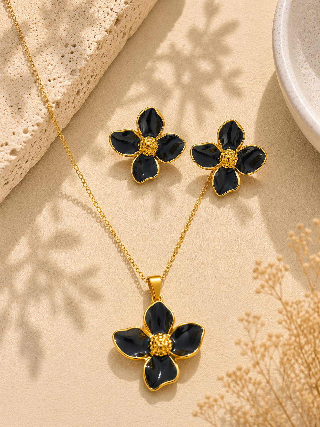 Set trébol flor negro