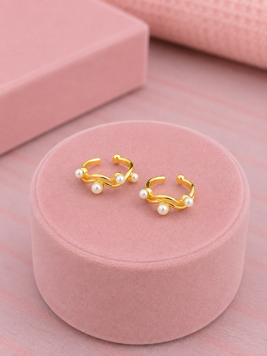 Earcuff  ondas perlas