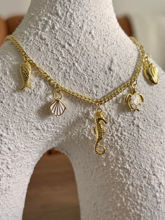 Collar mini charms Mar blanco