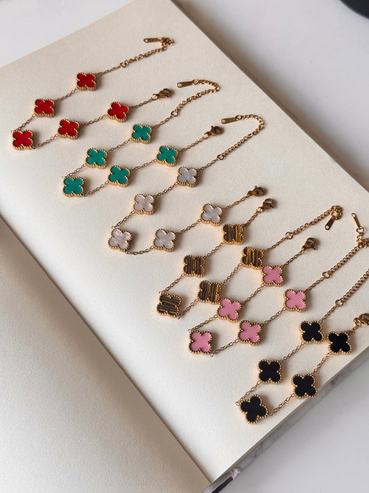 Pulsera trébol colores - rosado, Acero