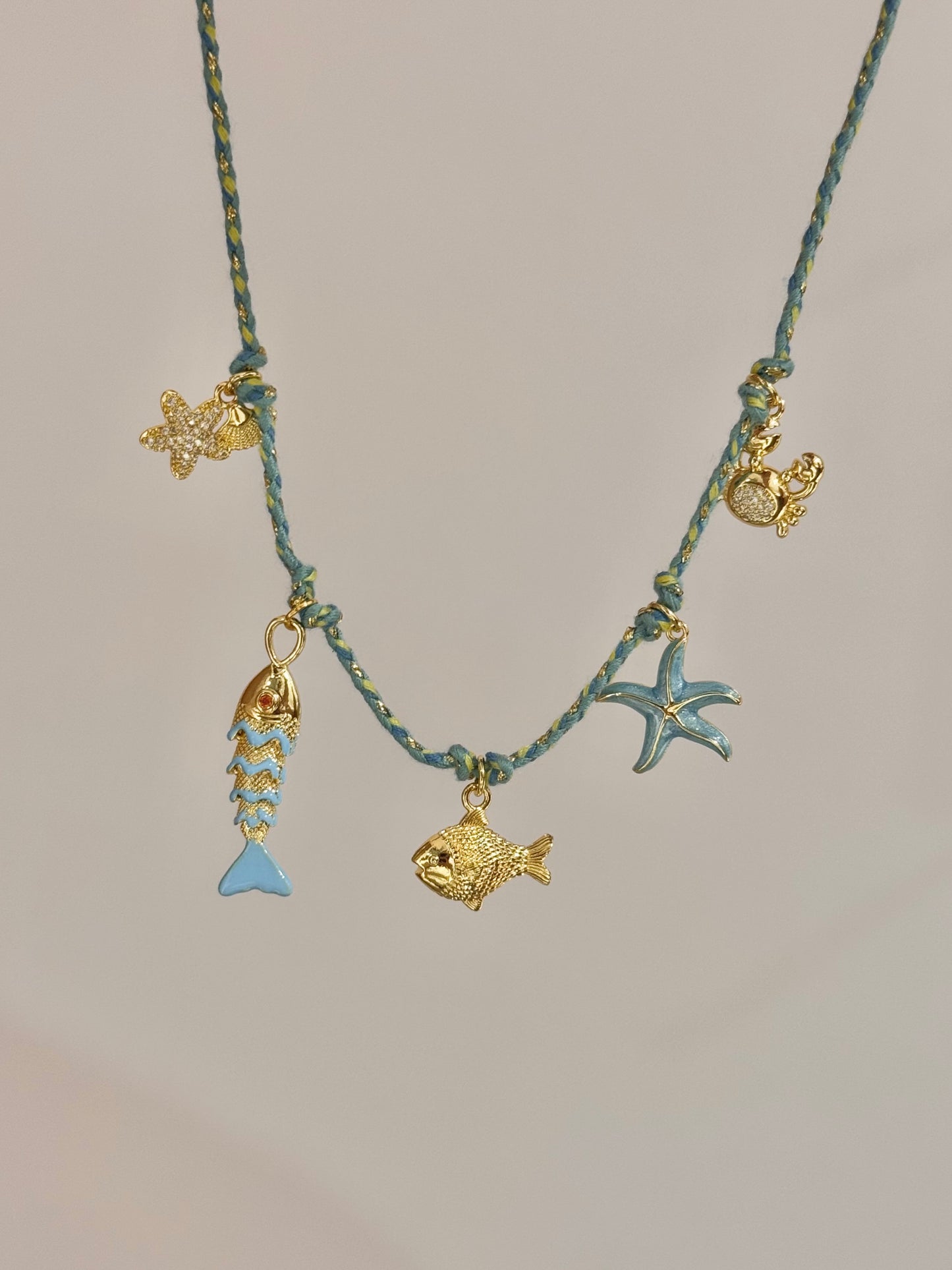 Collar mini charms mar azul