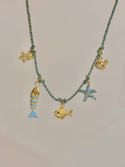 Collar mini charms mar azul