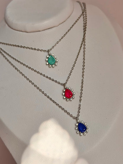 Cadena gota colores plateada