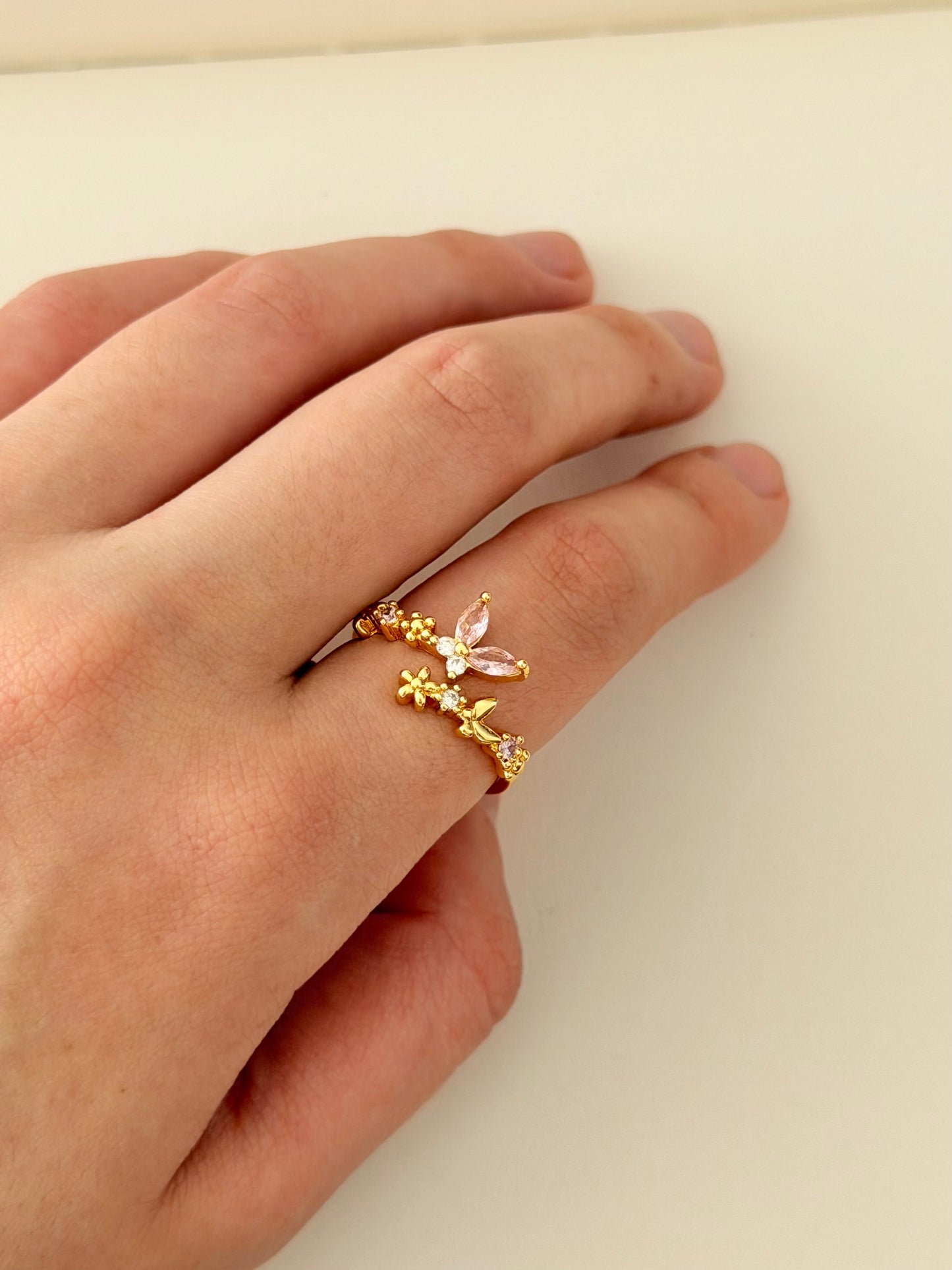 Anillo mariposa rosA