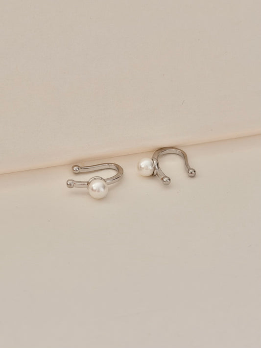 Earcuff perla plateado