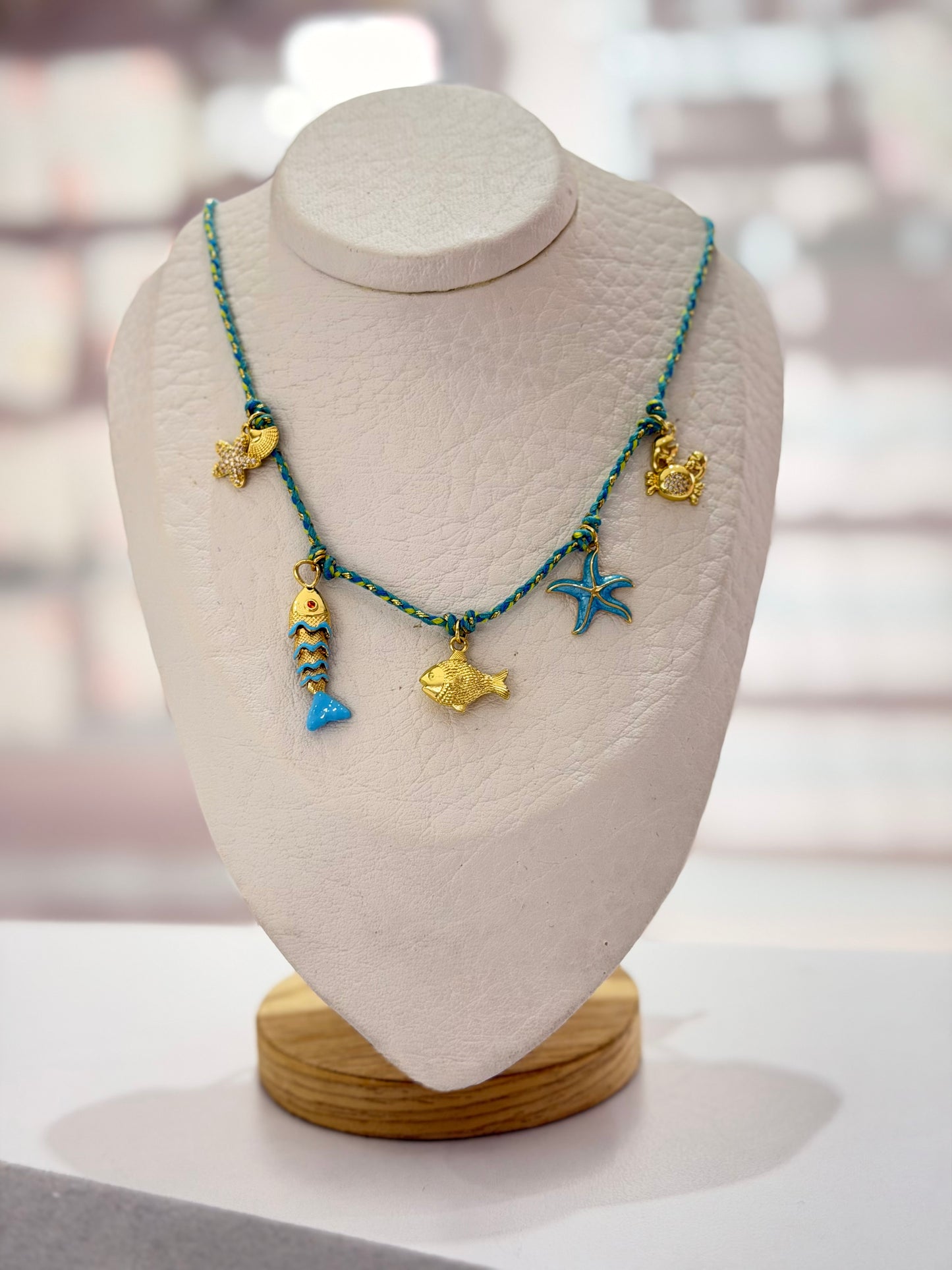 Collar mini charms mar azul