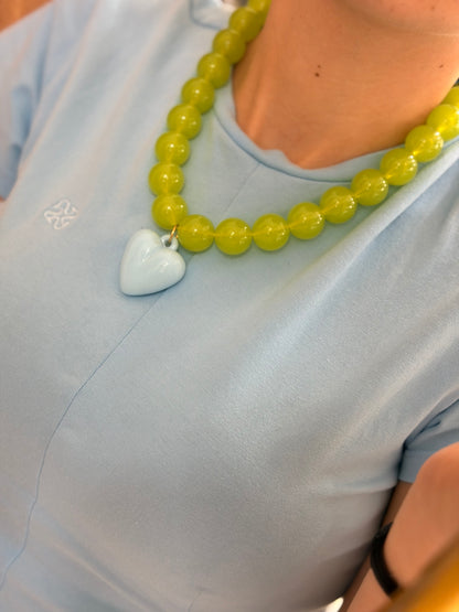 Collar XL Corazón baby blue.