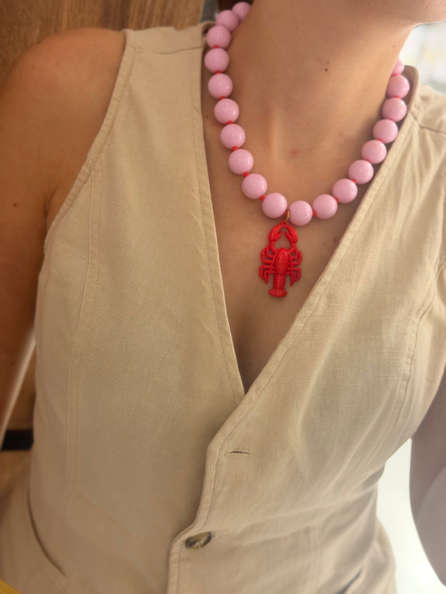 Collar XL langosta ( Escoge el color de las esferas)