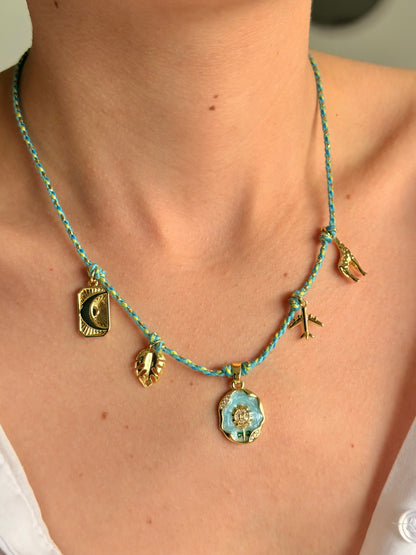 Collar mini charms aguamarina