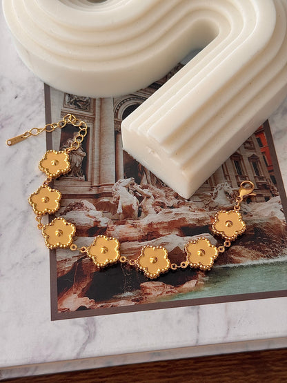 Pulsera trébol dorado rodio