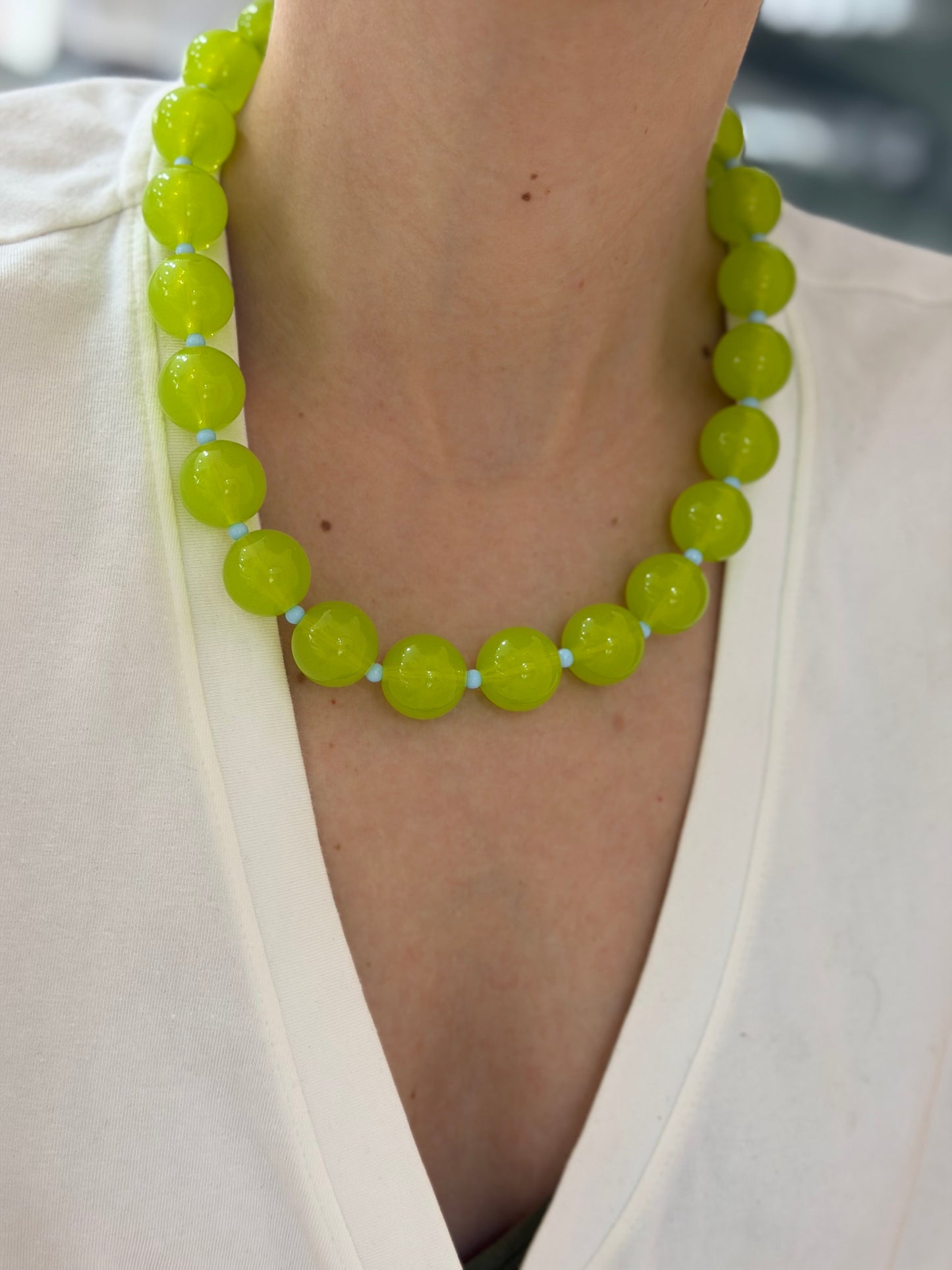 Collar XL  limón con azul #18