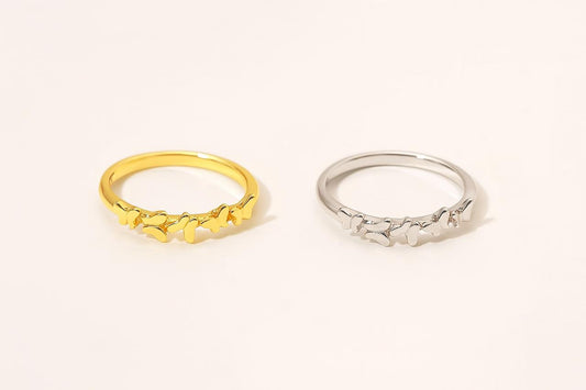 Anillo mini mariposas - Rodio, Dorado