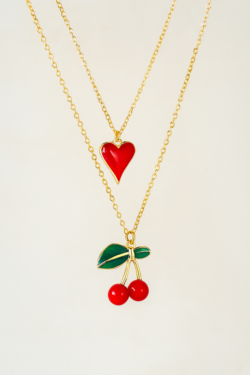 Collar doble cereza &amp; corazón
