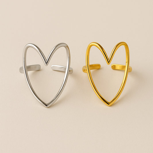 Anillo silueta de corazón acero