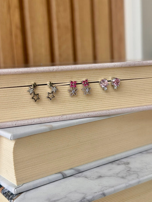 Set topos x 3 plateado y fucsia