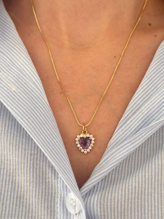 Collar corazón lila