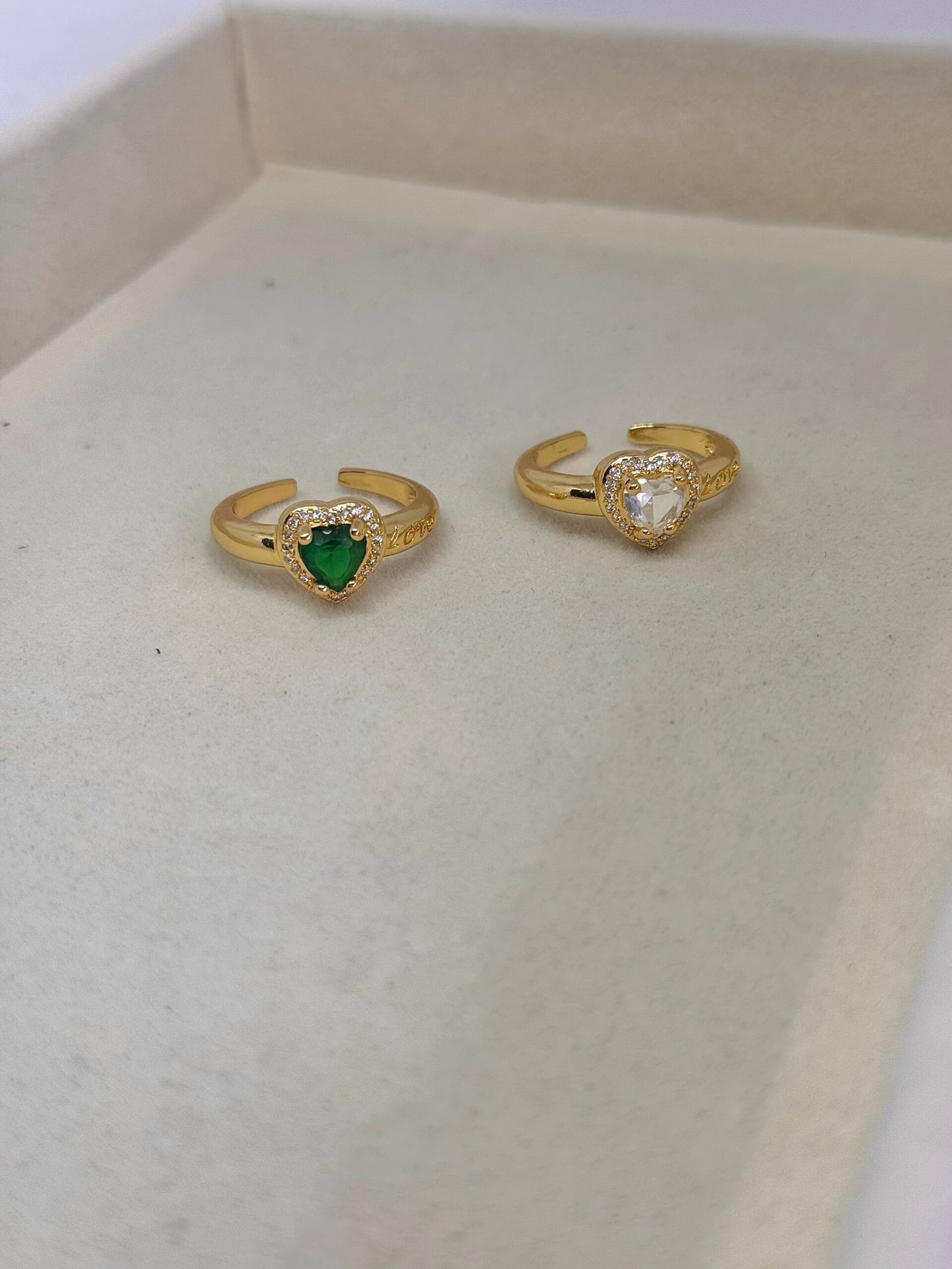 Anillo corazón love - Blanco, Rodio