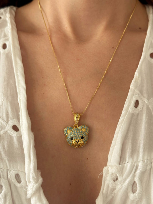 Collar oso  azul