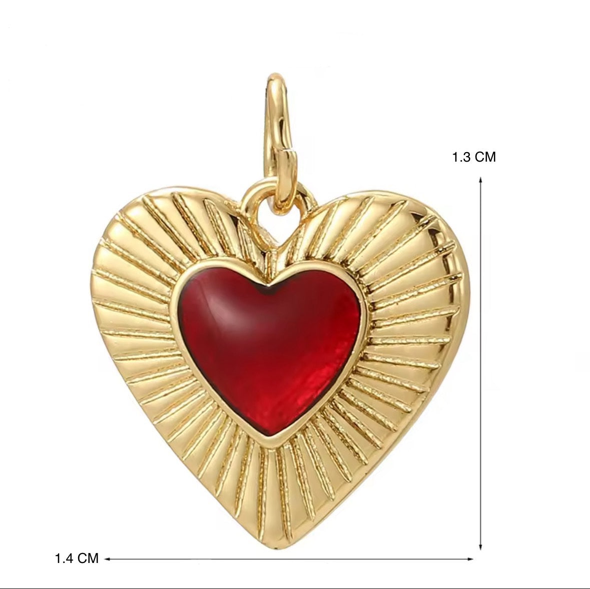Dije corazón dorado y rojo