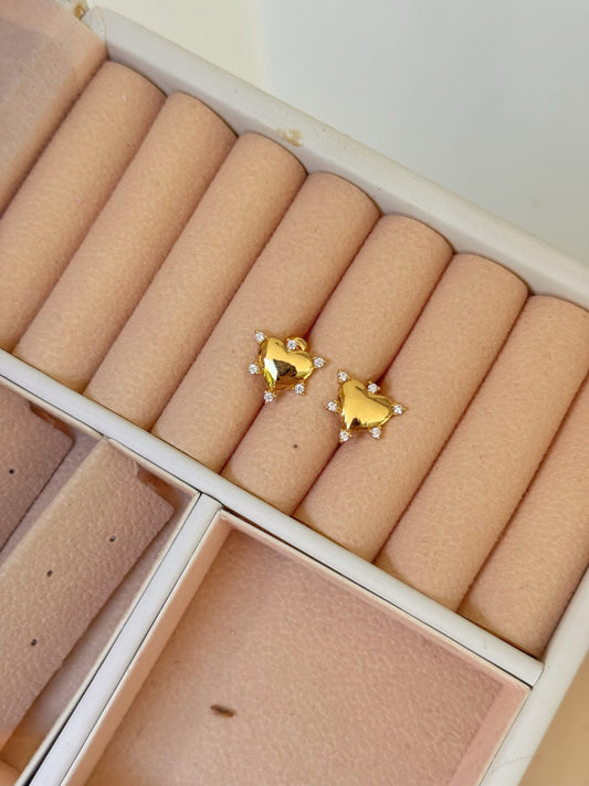 Aretes corazón destellos