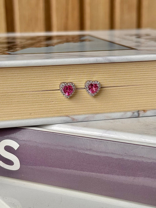 Topos corazón plata rosa